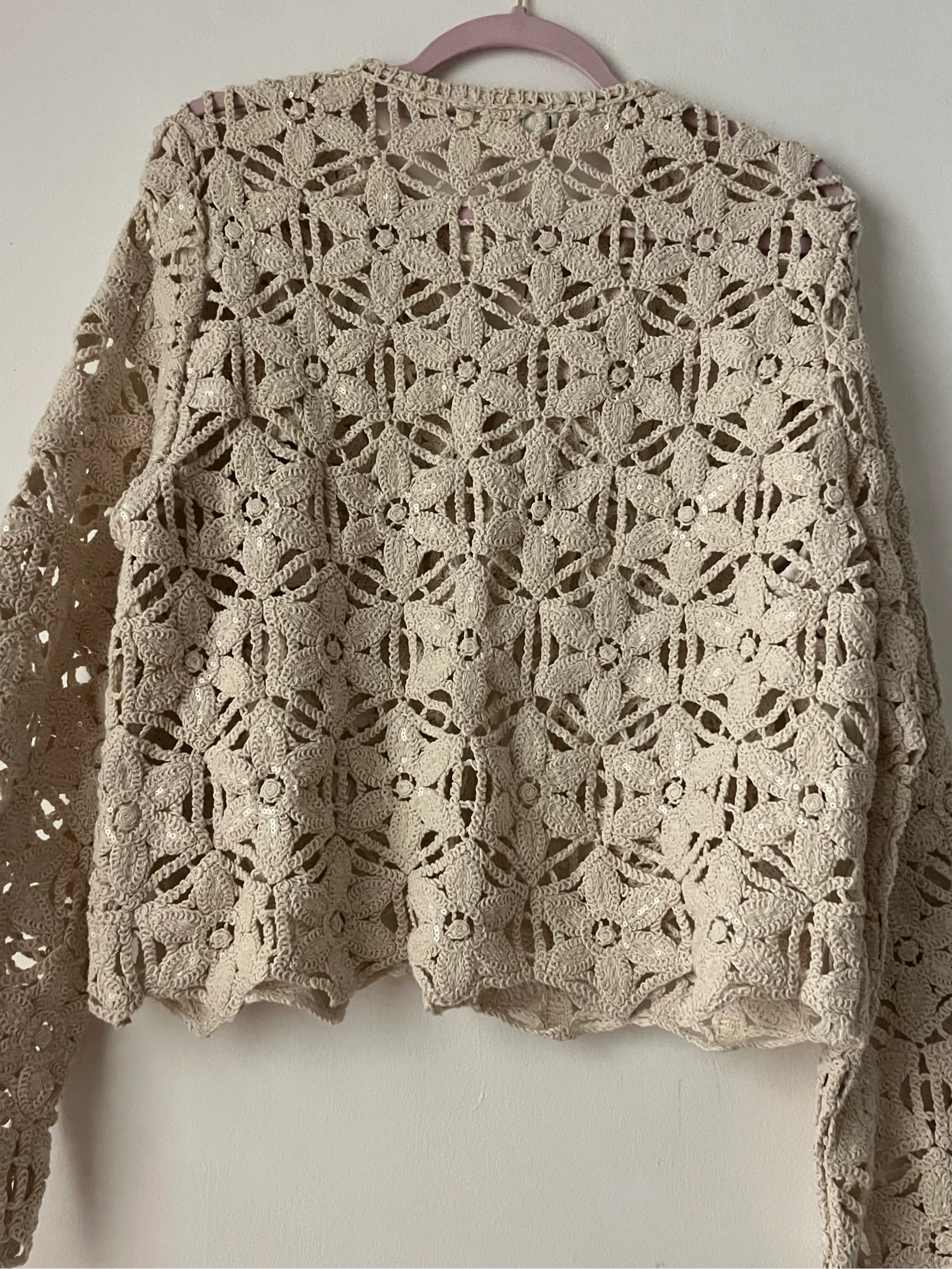 🤍 Gilet / Chaqueta Zara de Ganchillo Floral Beige Nuevo con Etiqueta 🤍 – photo 4